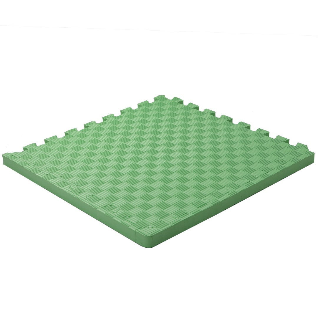 ISL スポーツマット 26mm特厚ジョイントタイプ グリーン リバーシブル 50×50cm サイドパーツ付