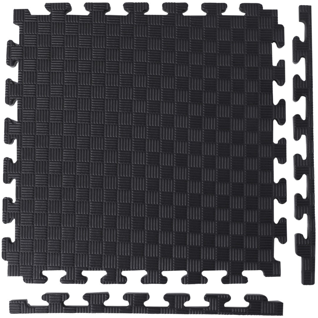 ISL スポーツマット 21mm特厚ジョイントタイプ ブラック&グレー リバーシブル 50×50cm サイドパーツ付