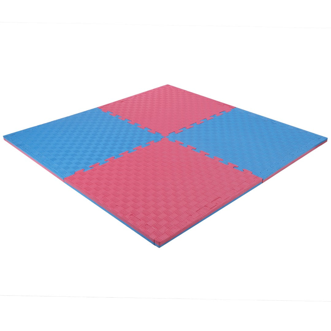 ISL スポーツマット 21mm特厚ジョイントタイプ ブルー&レッド リバーシブル 50×50cm サイドパーツ付