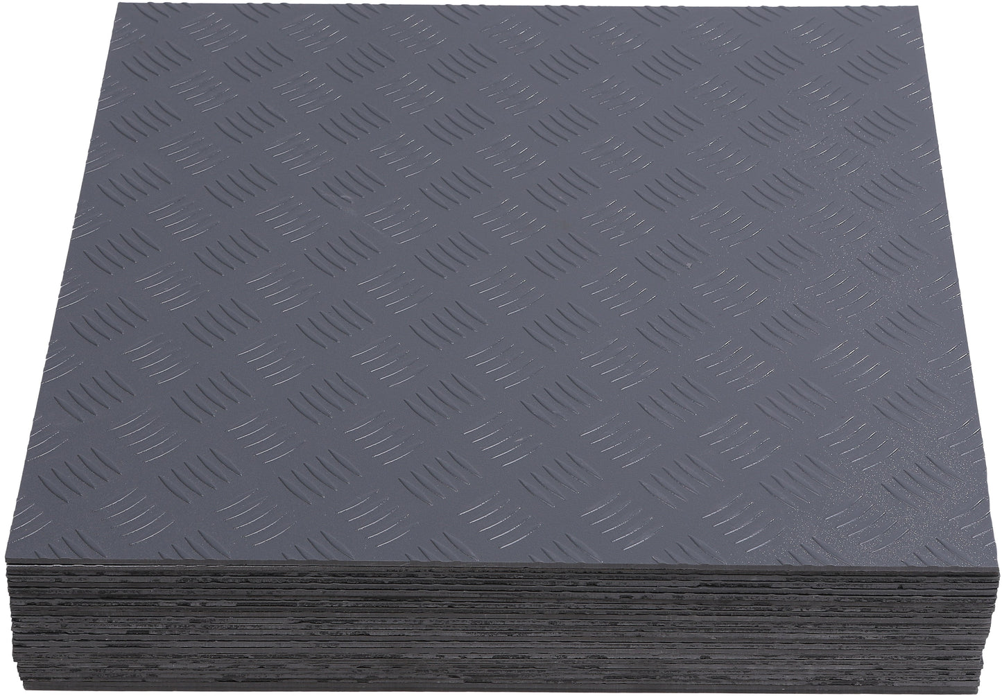 ISL チェッカープレートタイル PVC製縞鋼板 スチール/スモークグレー 45.7×45.7cm 3mm厚