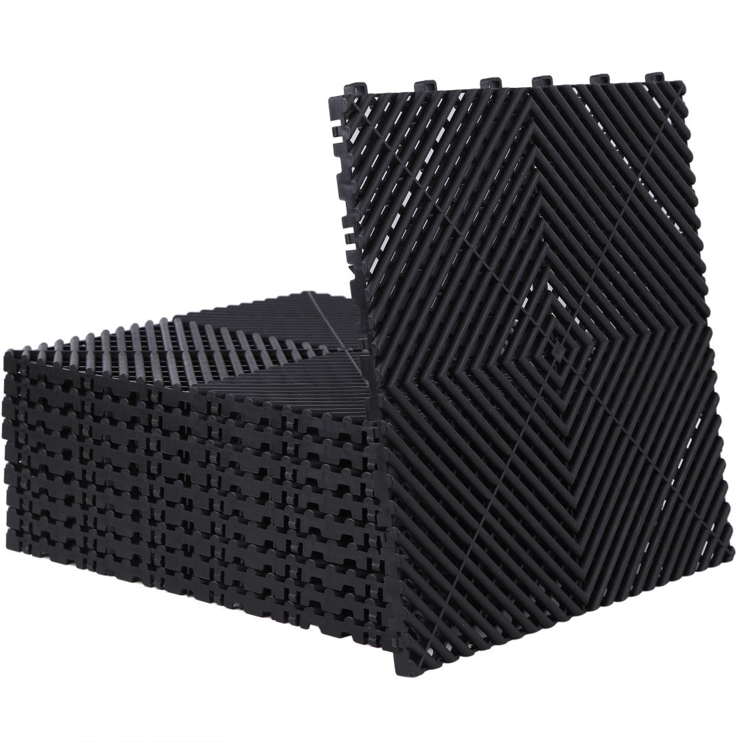 ISL ガレージタイル ラウンドタイプ ブラック 40×40×1.8cm