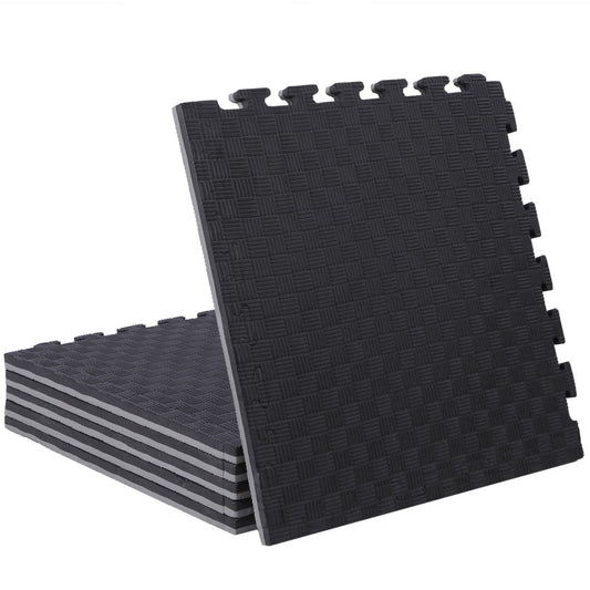 ISL スポーツマット 21mm特厚ジョイントタイプ ブラック&グレー リバーシブル 50×50cm サイドパーツ付