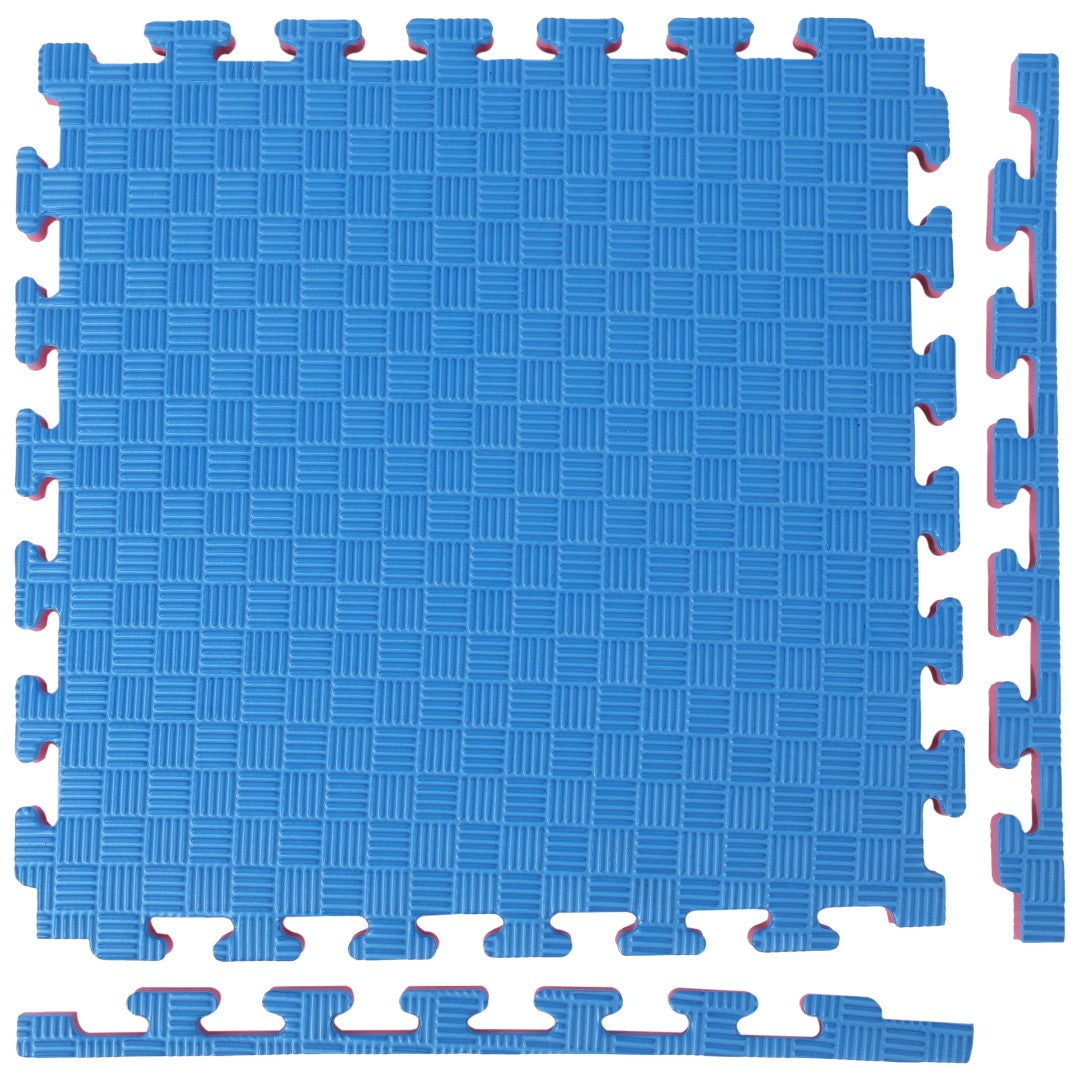 ISL スポーツマット 21mm特厚ジョイントタイプ ブルー&レッド リバーシブル 50×50cm サイドパーツ付