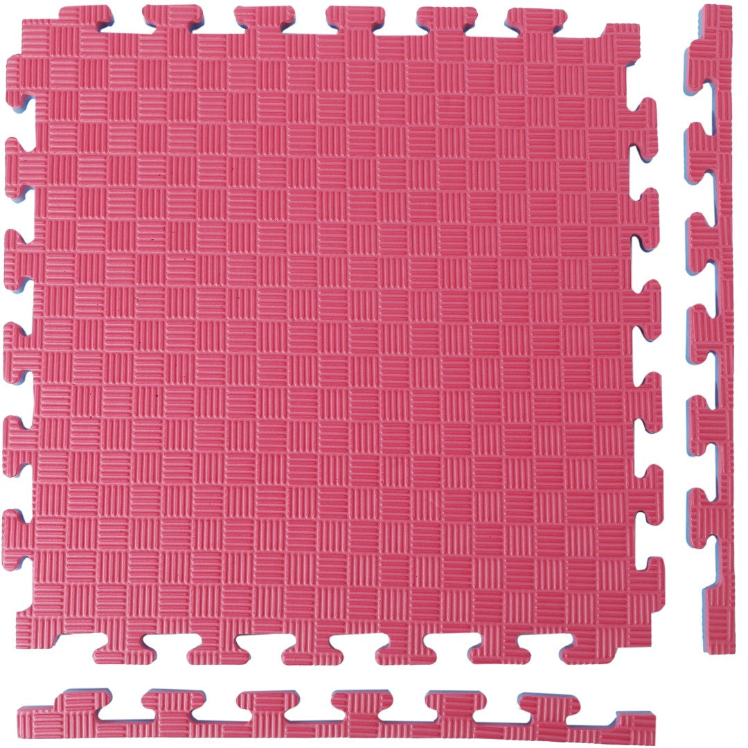 ISL スポーツマット 21mm特厚ジョイントタイプ ブルー&レッド リバーシブル 50×50cm サイドパーツ付
