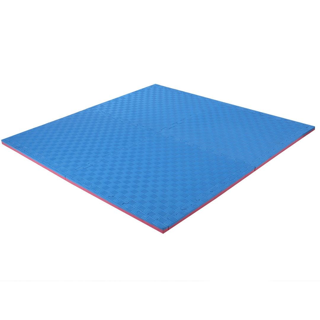 ISL スポーツマット 21mm特厚ジョイントタイプ ブルー&レッド リバーシブル 50×50cm サイドパーツ付