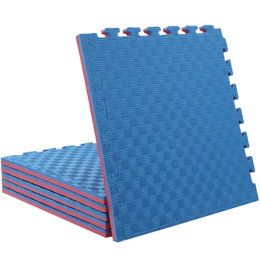 ISL スポーツマット 21mm特厚ジョイントタイプ ブルー&レッド リバーシブル 50×50cm サイドパーツ付