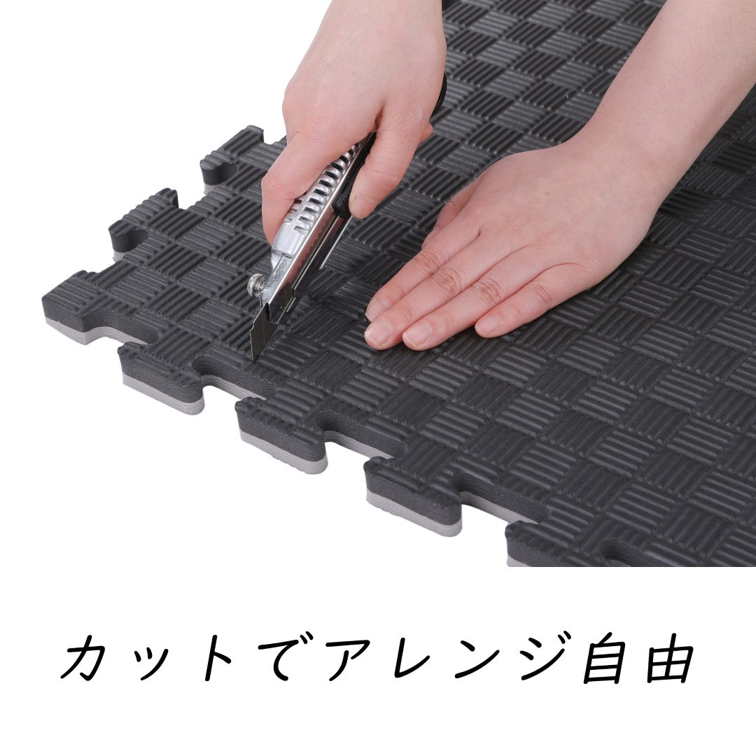 ISL スポーツマット 21mm特厚ジョイントタイプ グリーン&イエロー リバーシブル 50×50cm サイドパーツ付