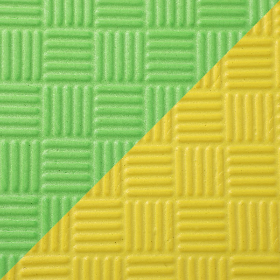 ISL スポーツマット 21mm特厚ジョイントタイプ グリーン&イエロー リバーシブル 50×50cm サイドパーツ付