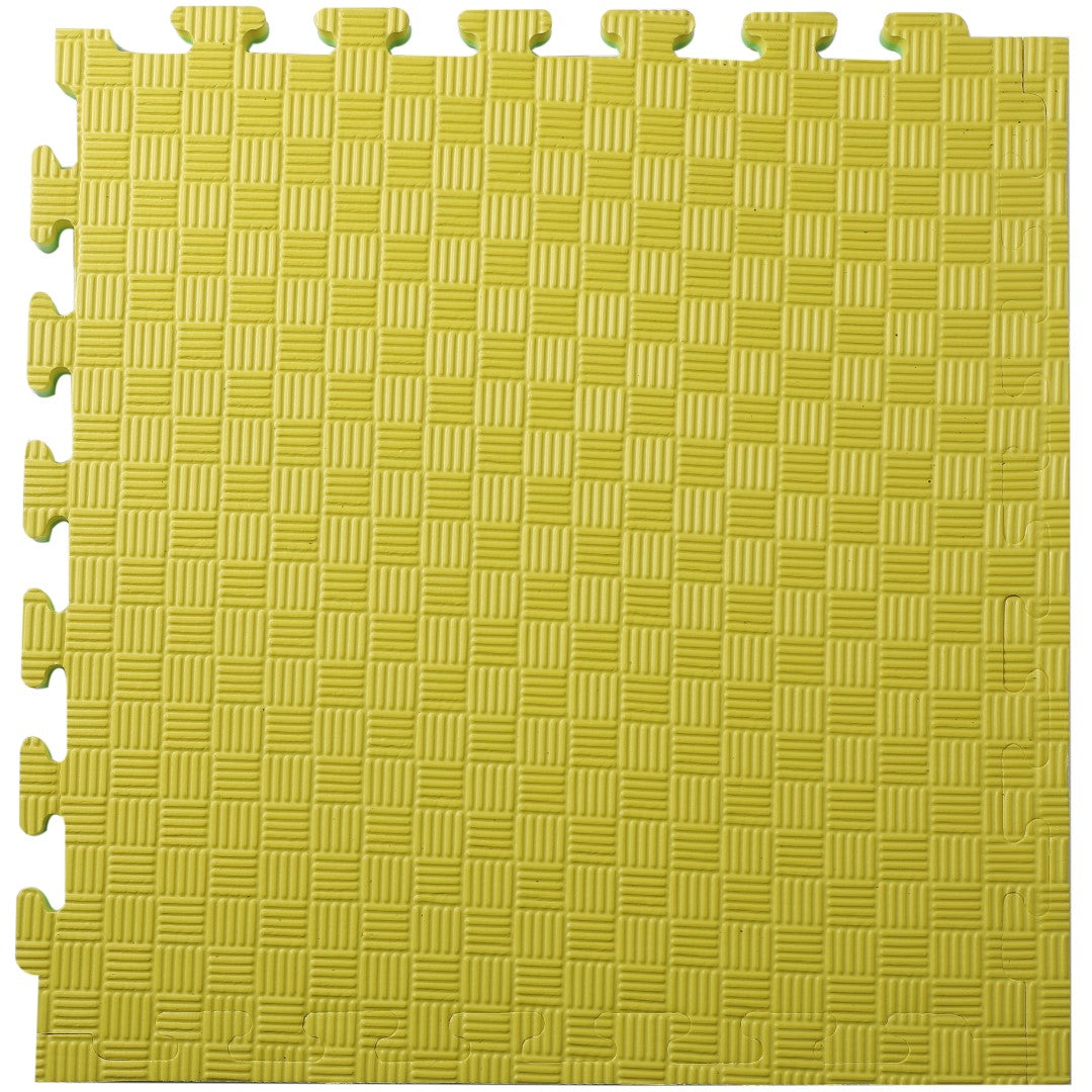 ISL スポーツマット 21mm特厚ジョイントタイプ グリーン&イエロー リバーシブル 50×50cm サイドパーツ付
