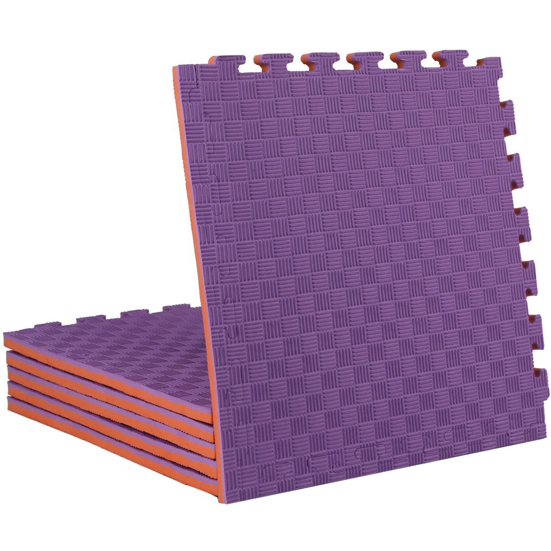 ISL スポーツマット 21mm特厚ジョイントタイプ パープル&オレンジ リバーシブル 50×50cm サイドパーツ付