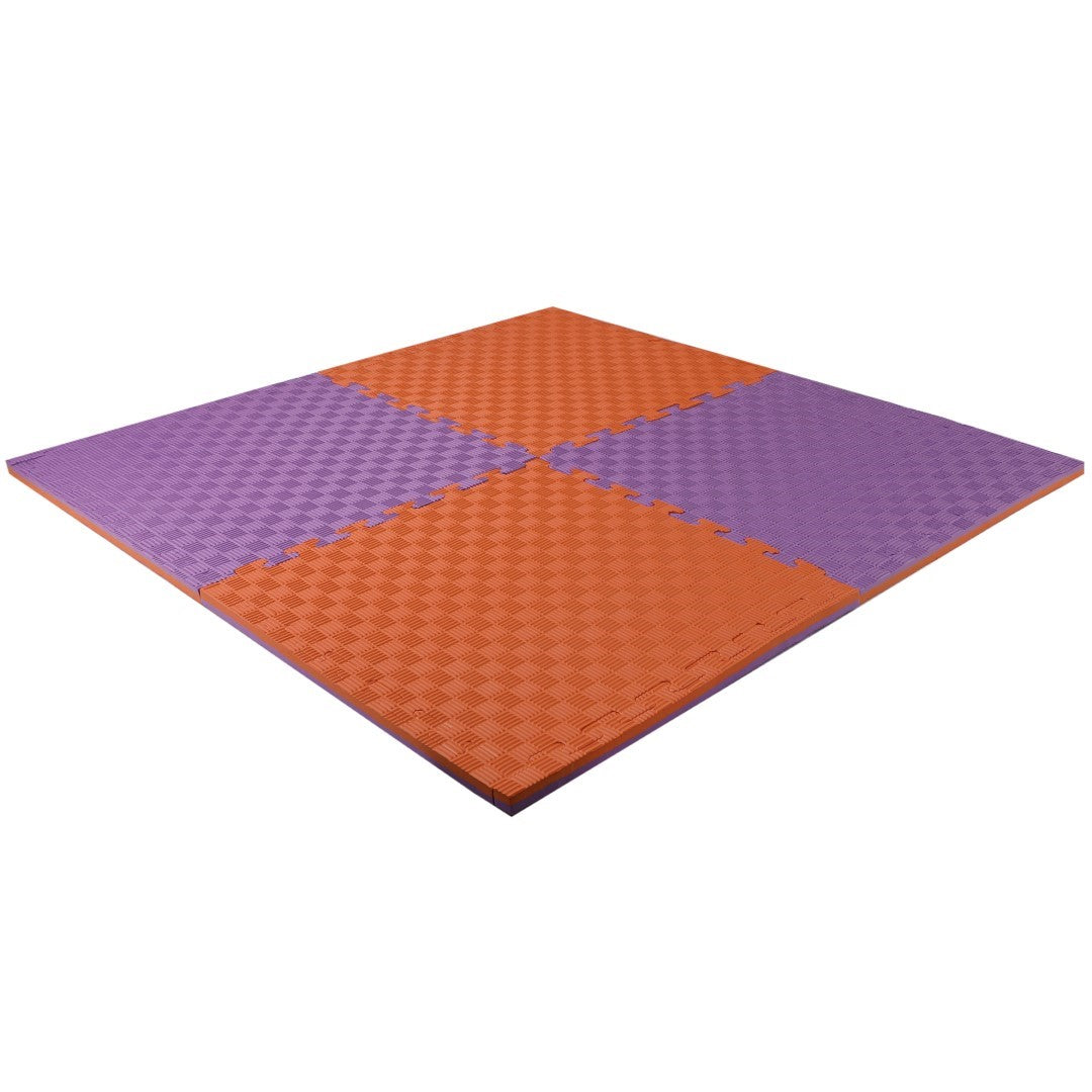 ISL スポーツマット 21mm特厚ジョイントタイプ パープル&オレンジ リバーシブル 50×50cm サイドパーツ付