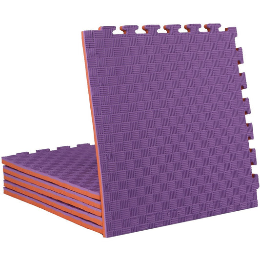 ISL スポーツマット 21mm特厚ジョイントタイプ パープル&オレンジ リバーシブル 50×50cm サイドパーツ付