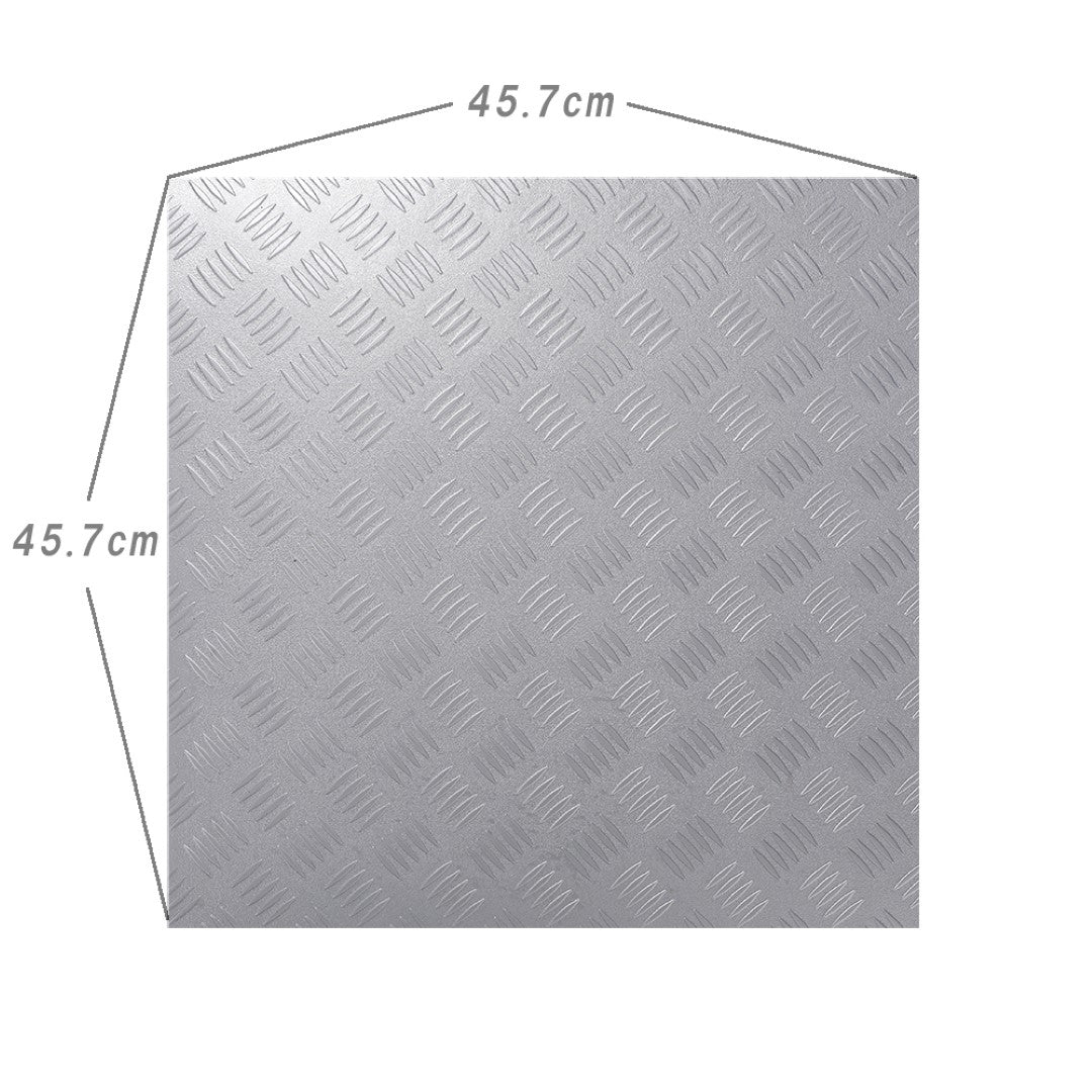 ISL チェッカープレートタイル PVC製縞鋼板 スチール/シルバー 45.7×45.7cm 3mm厚