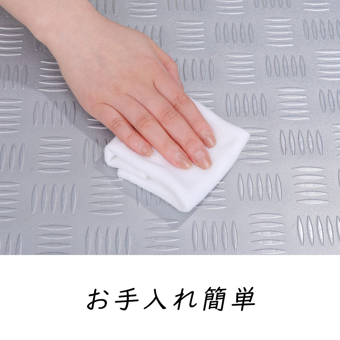 ISL チェッカープレートタイル PVC製縞鋼板 スチール/シルバー 45.7×45.7cm 3mm厚