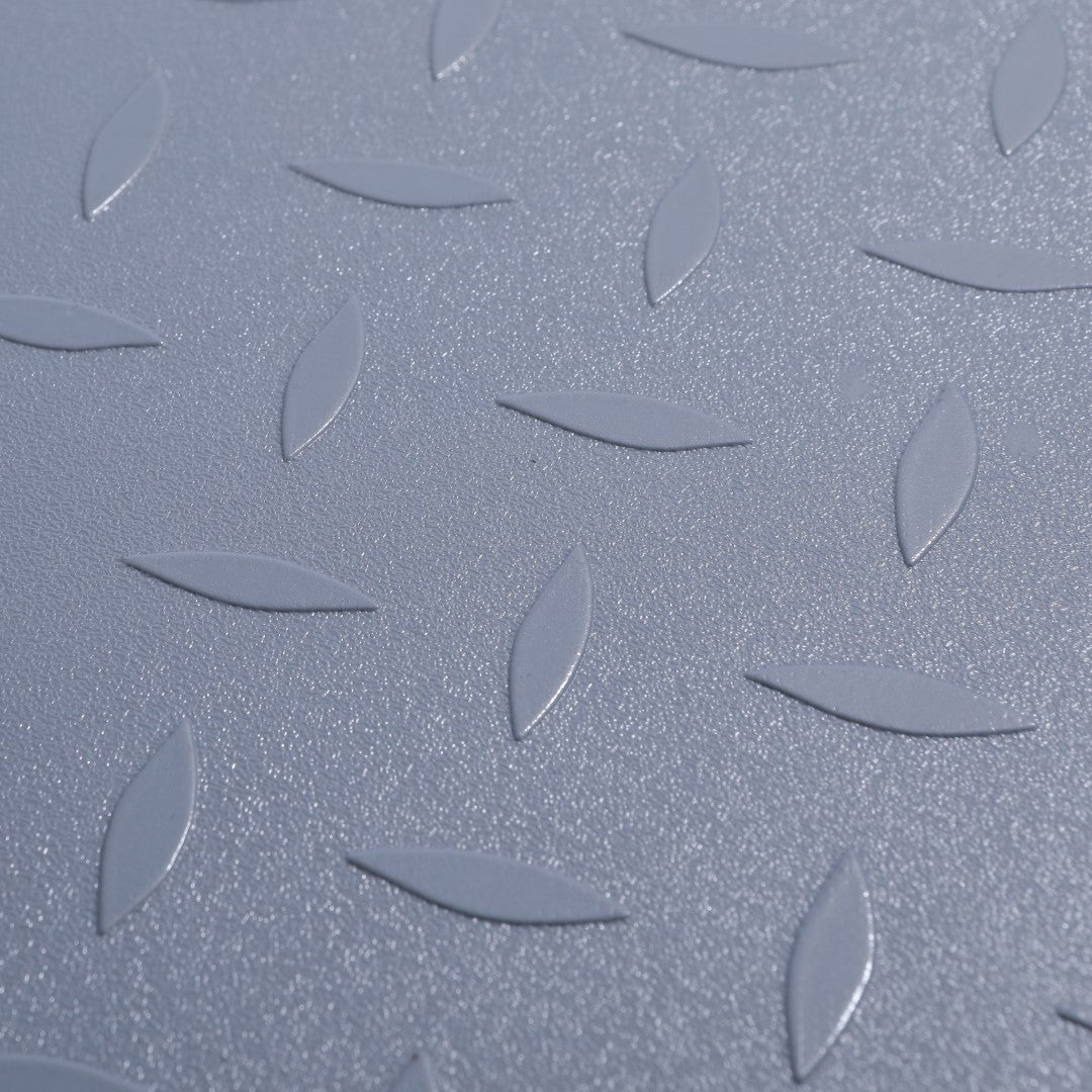 ISL チェッカープレートタイル PVC製縞鋼板 メタル/ライトグレー 45.7×45.7cm 3mm厚