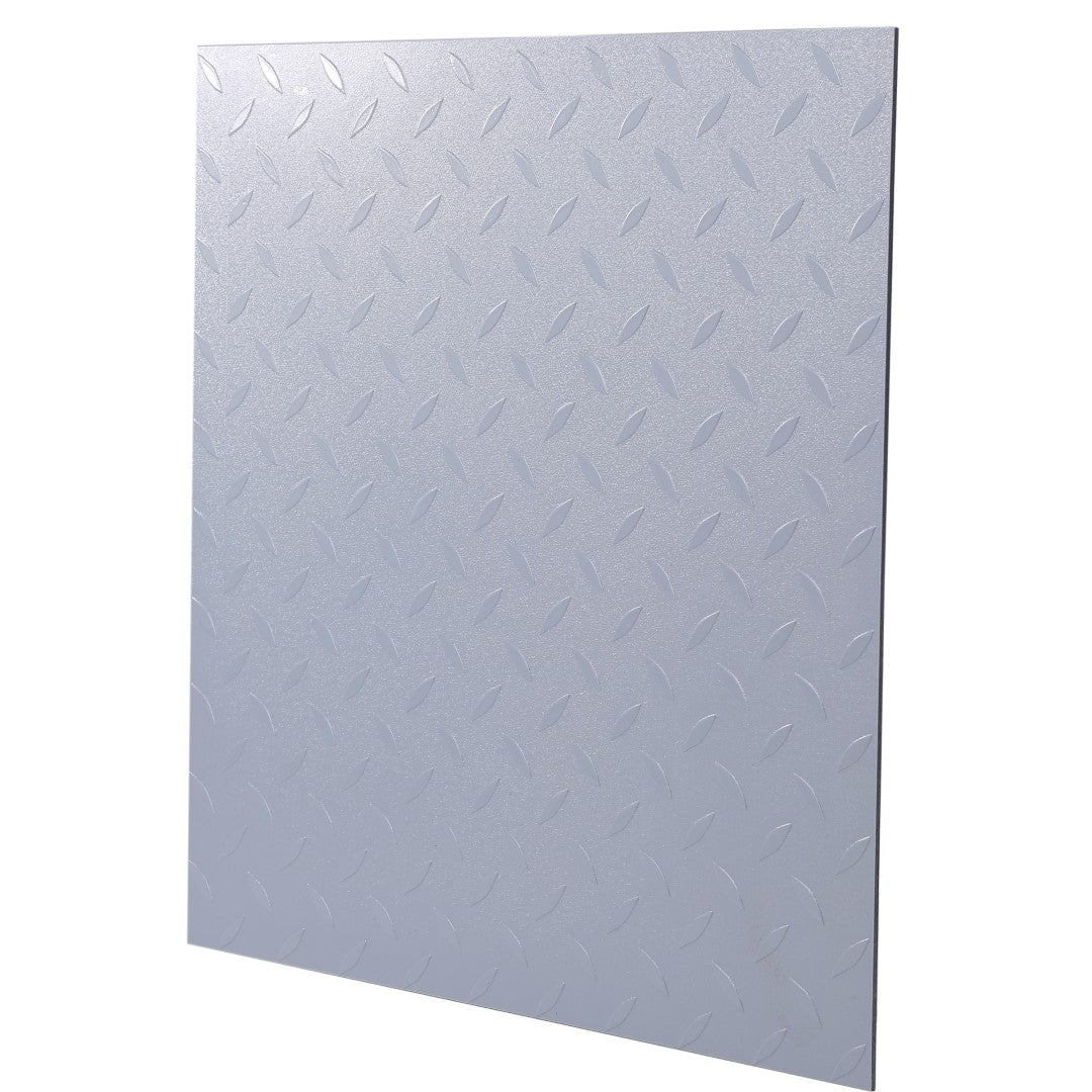 ISL チェッカープレートタイル PVC製縞鋼板 メタル/ライトグレー 45.7×45.7cm 3mm厚