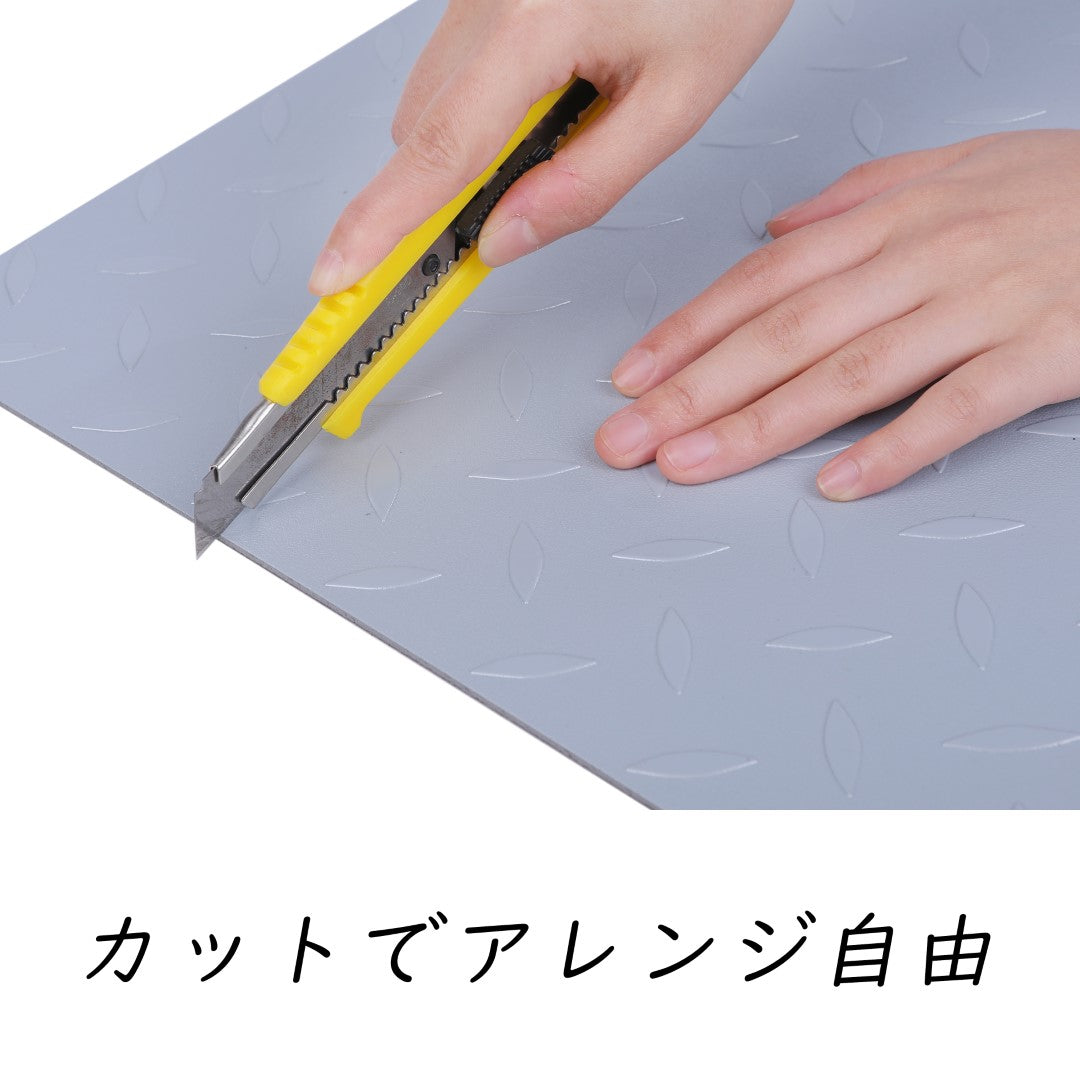 ISL チェッカープレートタイル PVC製縞鋼板 メタル/ライトグレー 45.7×45.7cm 3mm厚