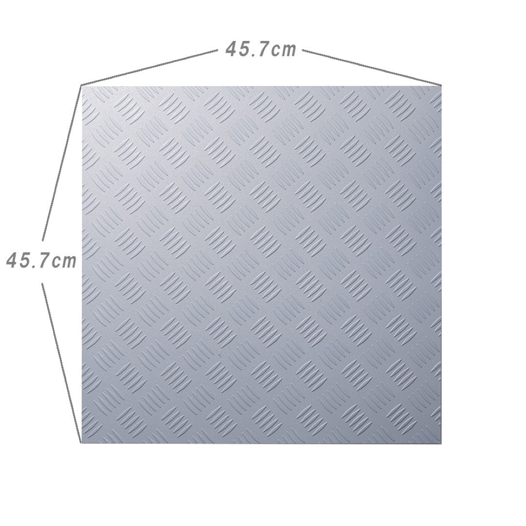 ISL チェッカープレートタイル PVC製縞鋼板 スチール/ライトグレー 45.7×45.7cm 3mm厚