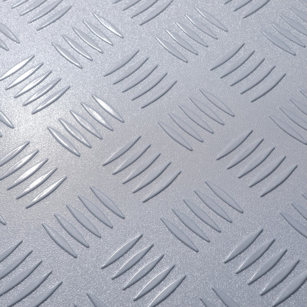 ISL チェッカープレートタイル PVC製縞鋼板 スチール/ライトグレー 45.7×45.7cm 3mm厚