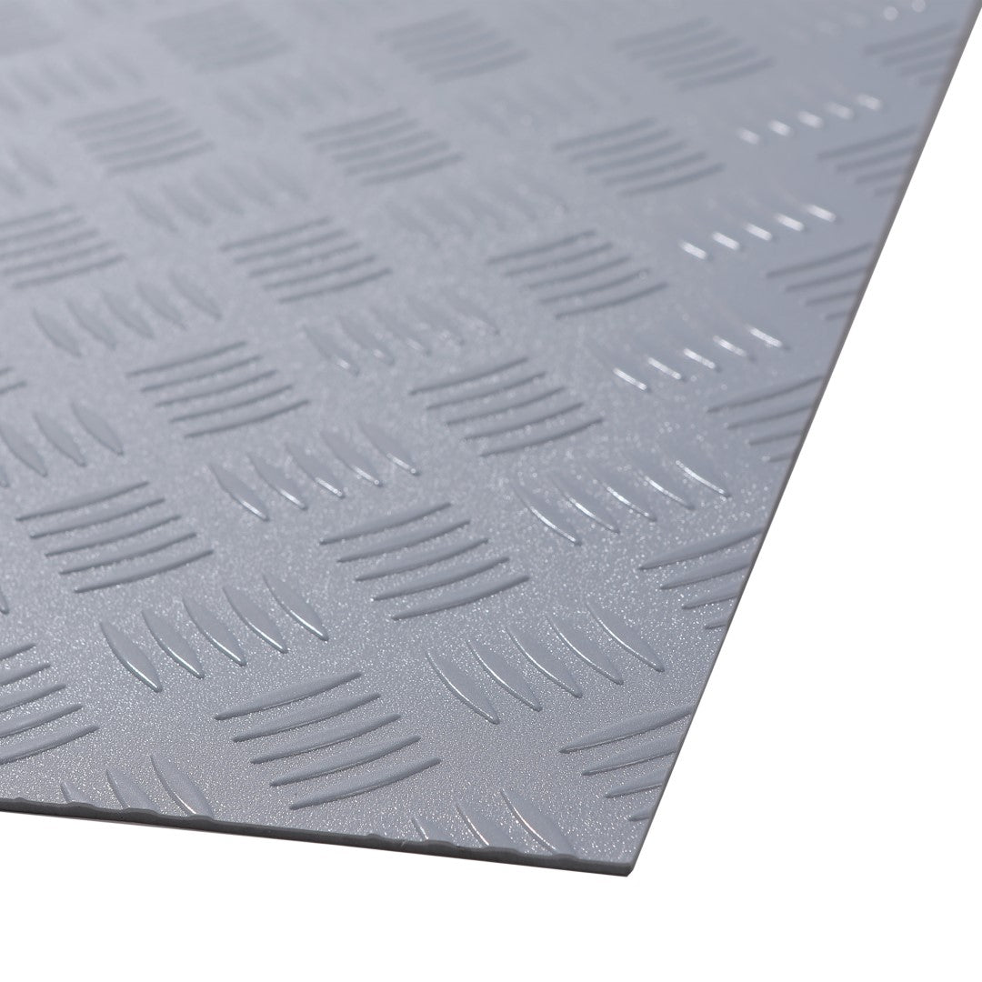 ISL チェッカープレートタイル PVC製縞鋼板 スチール/ライトグレー 45.7×45.7cm 3mm厚