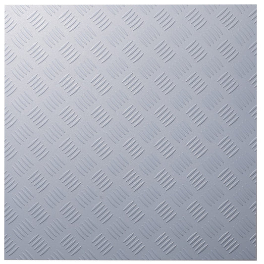 ISL チェッカープレートタイル PVC製縞鋼板 スチール/ライトグレー 45.7×45.7cm 3mm厚