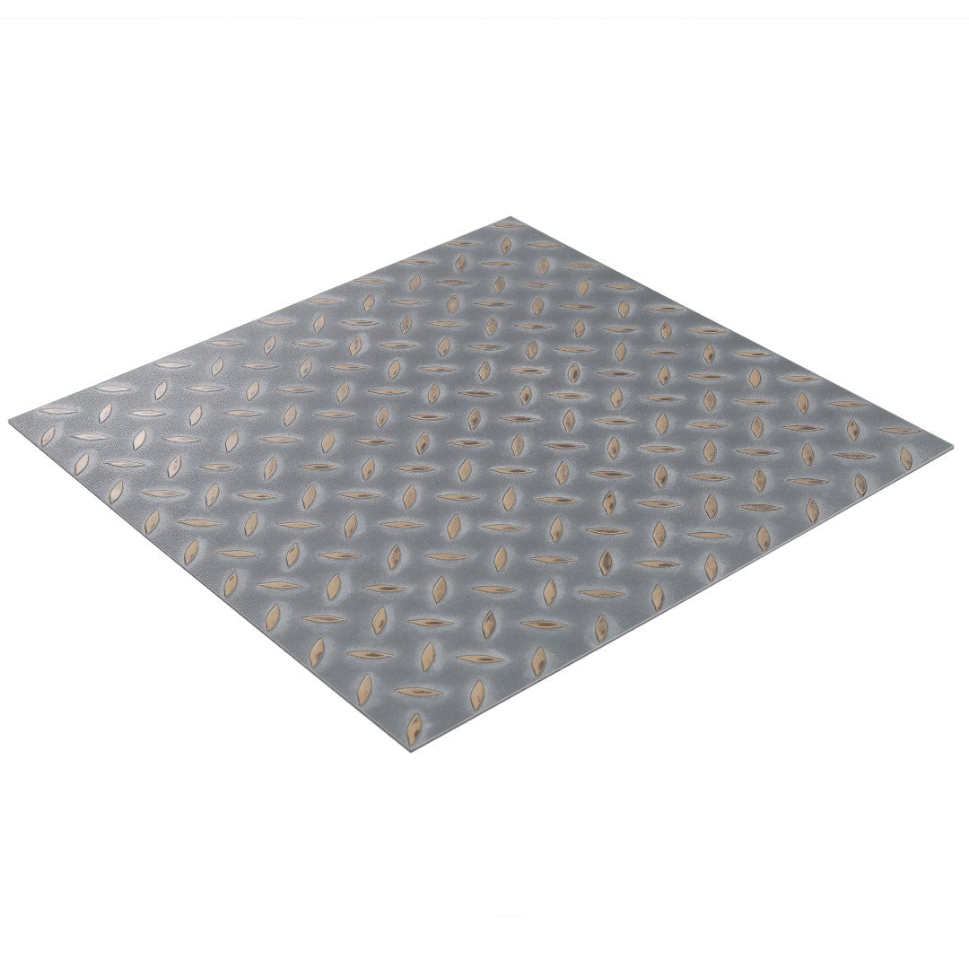 ISL チェッカープレートタイル PVC製縞鋼板 メタルフェード 45.7×45.7cm 3mm厚