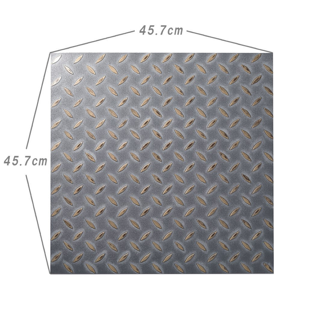 ISL チェッカープレートタイル PVC製縞鋼板 メタルフェード 45.7×45.7cm 3mm厚