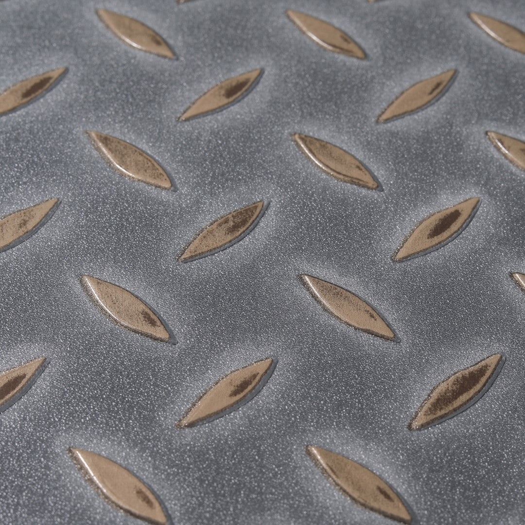 ISL チェッカープレートタイル PVC製縞鋼板 メタルフェード 45.7×45.7cm 3mm厚