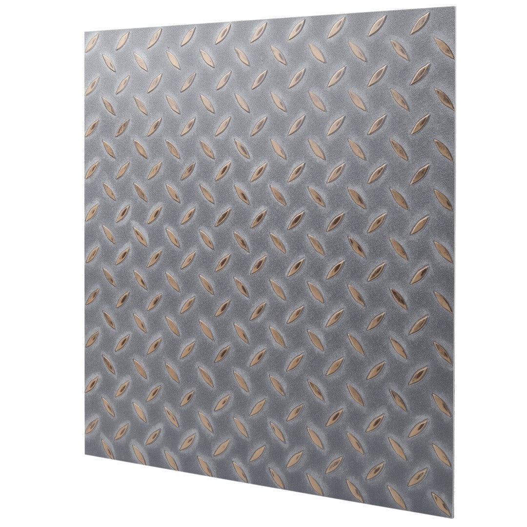 ISL チェッカープレートタイル PVC製縞鋼板 メタルフェード 45.7×45.7cm 3mm厚