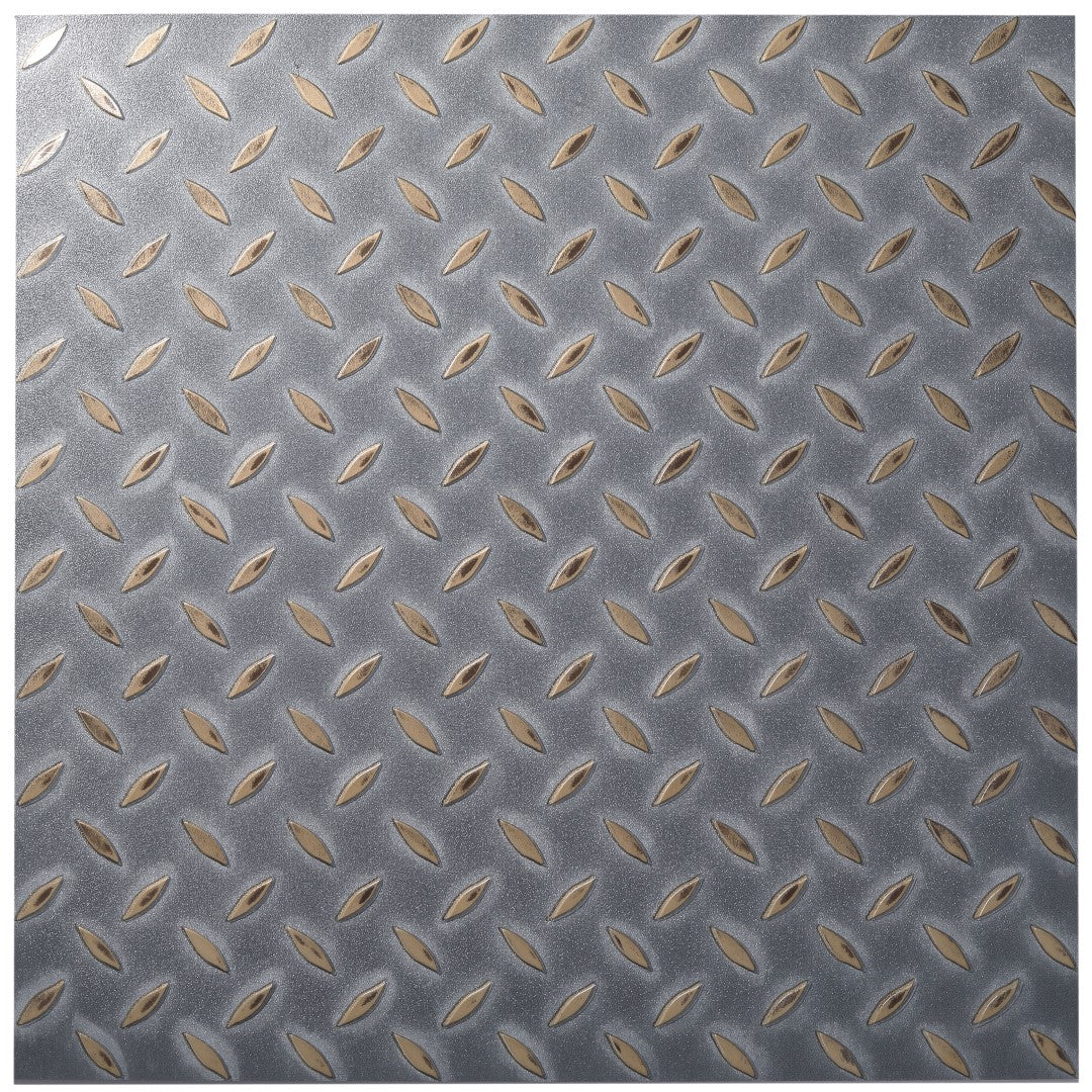 ISL チェッカープレートタイル PVC製縞鋼板 メタルフェード 45.7×45.7cm 3mm厚