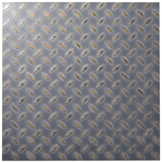 ISL チェッカープレートタイル PVC製縞鋼板 メタルフェード 45.7×45.7cm 3mm厚