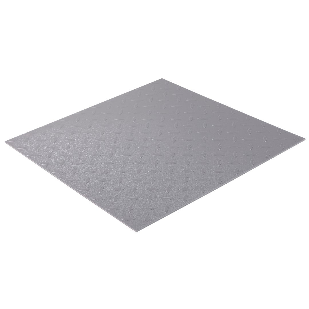 ISL チェッカープレートタイル PVC製縞鋼板 メタル/グレー 45.7×45.7cm 3mm厚