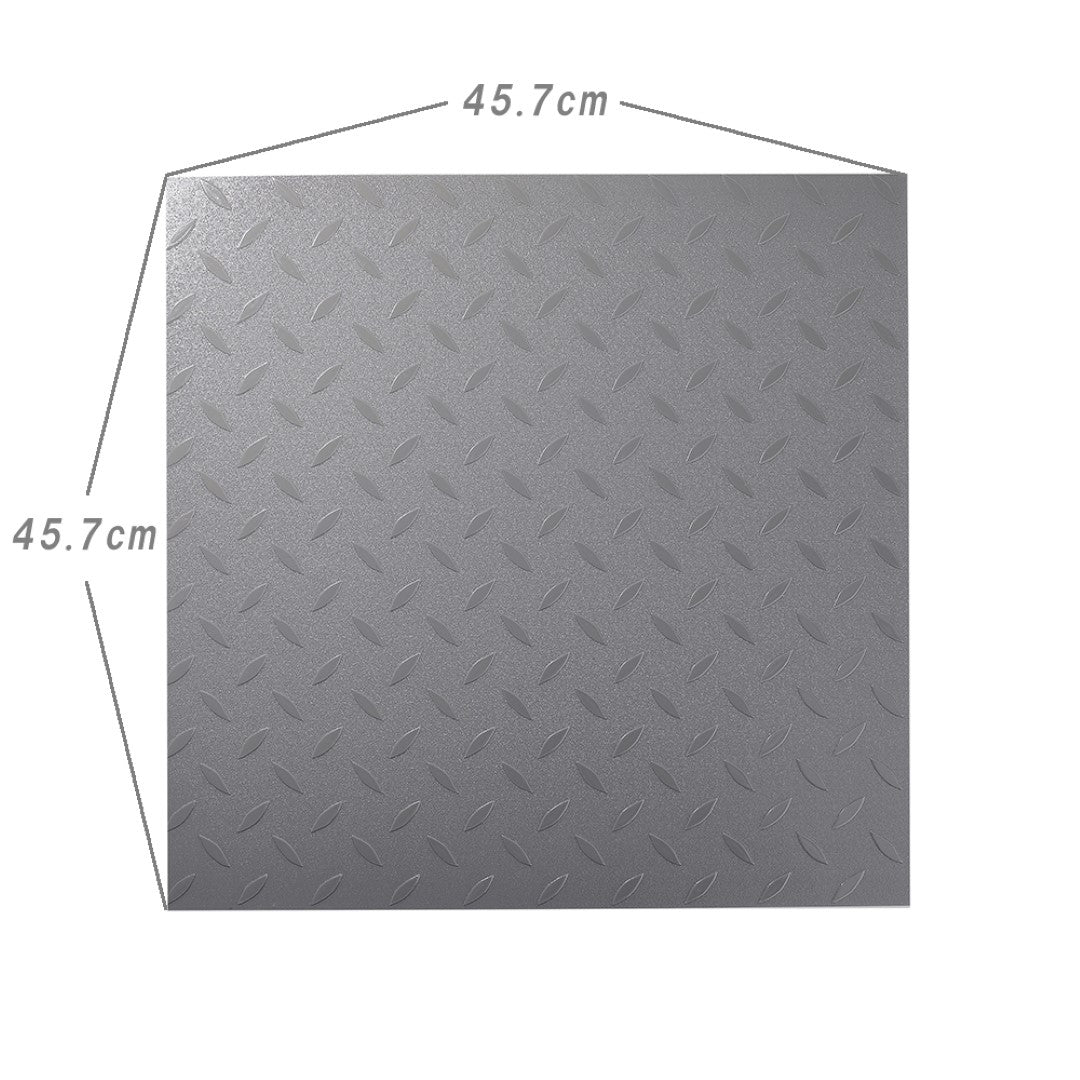 ISL チェッカープレートタイル PVC製縞鋼板 メタル/グレー 45.7×45.7cm 3mm厚