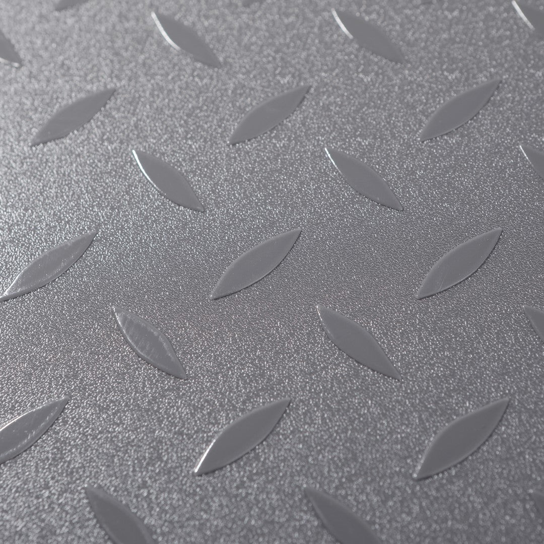 ISL チェッカープレートタイル PVC製縞鋼板 メタル/グレー 45.7×45.7cm 3mm厚