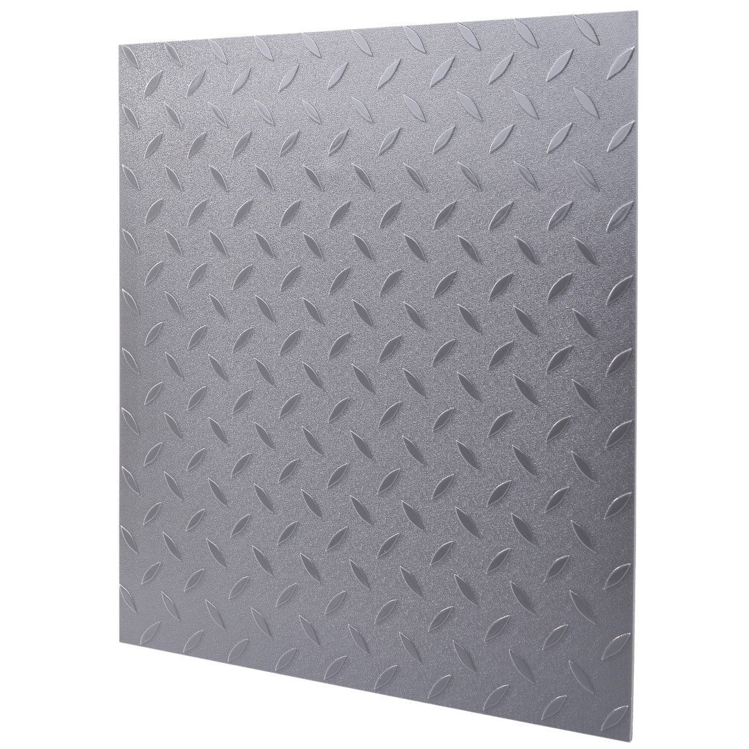 ISL チェッカープレートタイル PVC製縞鋼板 メタル/グレー 45.7×45.7cm 3mm厚