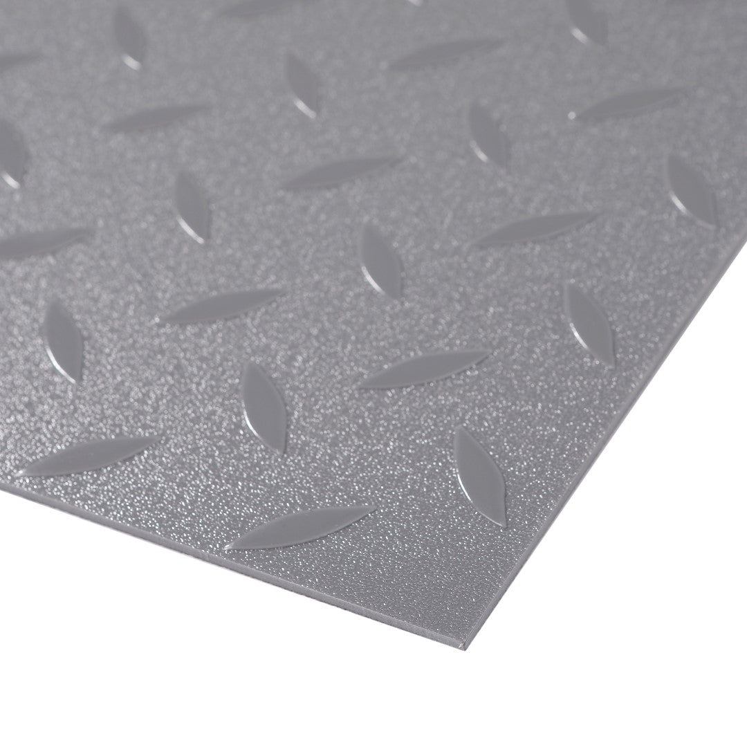 ISL チェッカープレートタイル PVC製縞鋼板 メタル/グレー 45.7×45.7cm 3mm厚