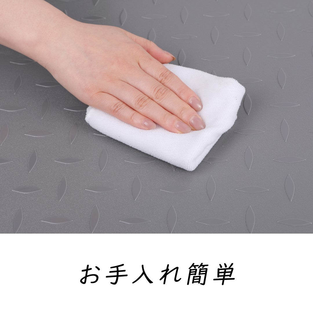 ISL チェッカープレートタイル PVC製縞鋼板 メタル/グレー 45.7×45.7cm 3mm厚