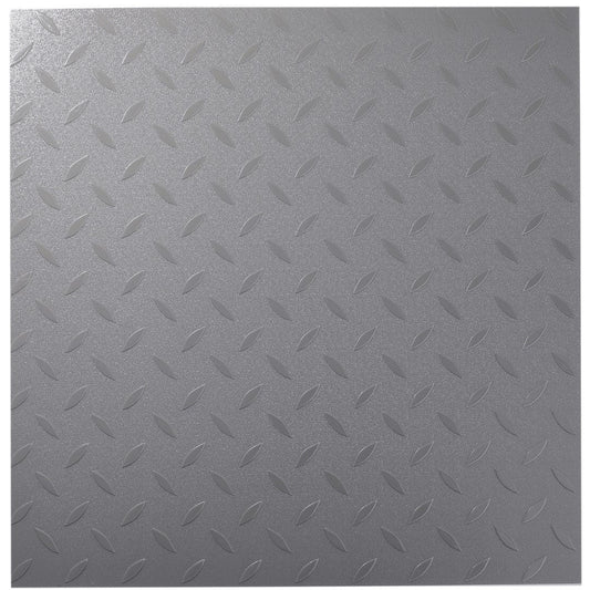 ISL チェッカープレートタイル PVC製縞鋼板 メタル/グレー 45.7×45.7cm 3mm厚