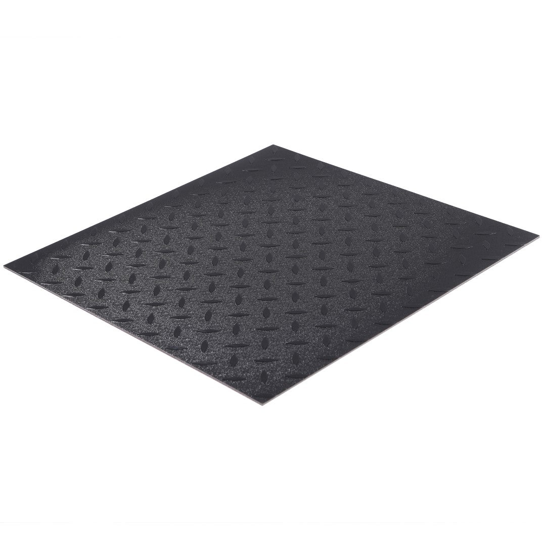 ISL チェッカープレートタイル PVC製縞鋼板 メタル/ピュアブラック 45.7×45.7cm 3mm厚