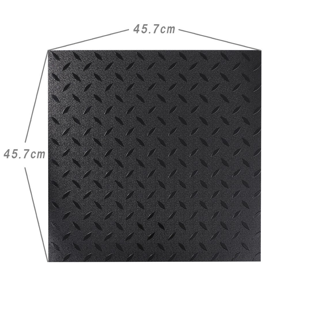 ISL チェッカープレートタイル PVC製縞鋼板 メタル/ピュアブラック 45.7×45.7cm 3mm厚