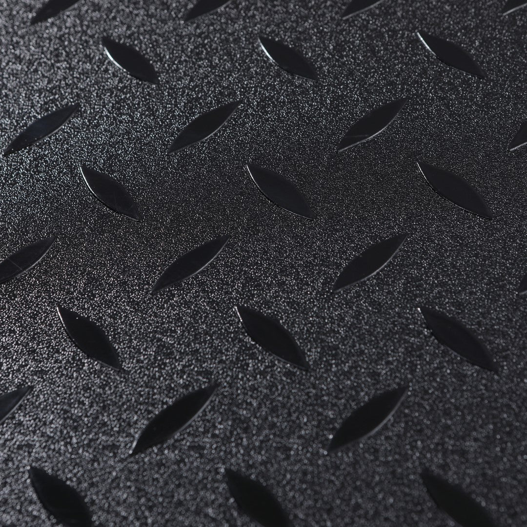 ISL チェッカープレートタイル PVC製縞鋼板 メタル/ピュアブラック 45.7×45.7cm 3mm厚