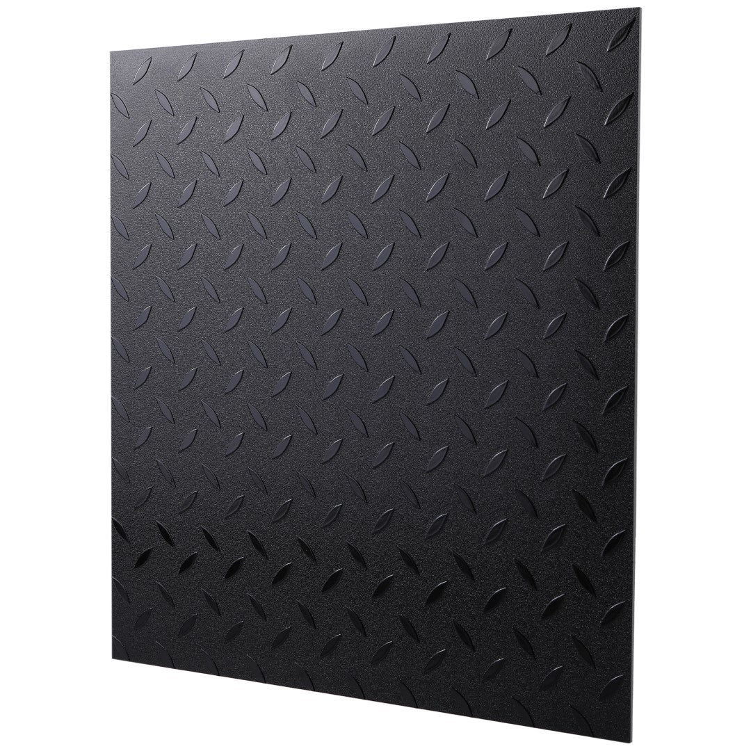 ISL チェッカープレートタイル PVC製縞鋼板 メタル/ピュアブラック 45.7×45.7cm 3mm厚