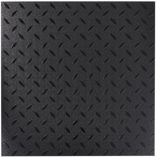 ISL チェッカープレートタイル PVC製縞鋼板 メタル/ピュアブラック 45.7×45.7cm 3mm厚