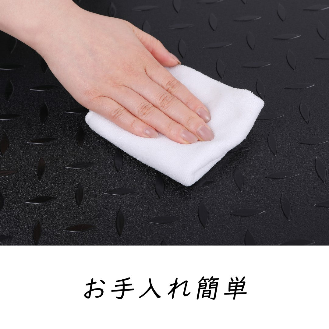 ISL チェッカープレートタイル PVC製縞鋼板 メタル/ピュアブラック 45.7×45.7cm 3mm厚