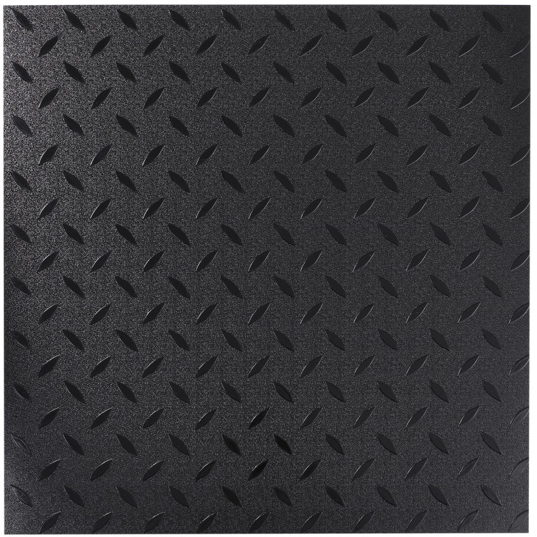 ISL チェッカープレートタイル PVC製縞鋼板 メタル/ピュアブラック 45.7×45.7cm 3mm厚