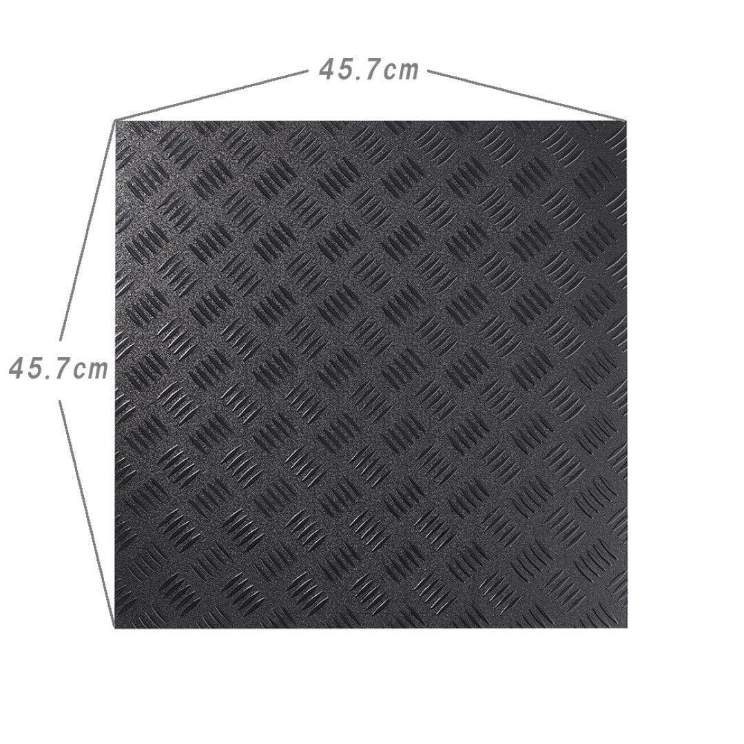 ISL チェッカープレートタイル PVC製縞鋼板 スチール/ブラック 45.7×45.7cm 3mm厚