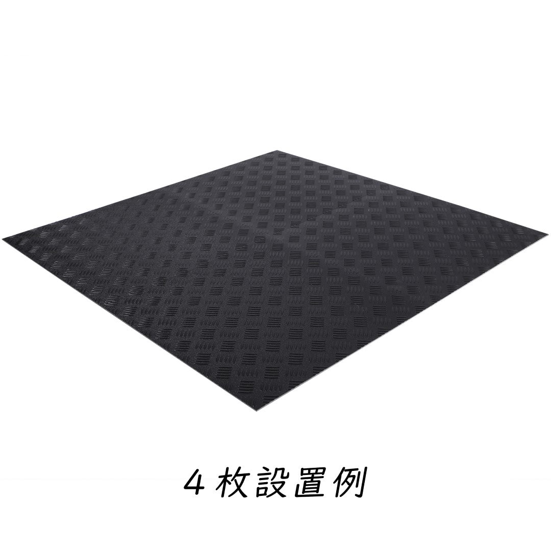 ISL チェッカープレートタイル PVC製縞鋼板 スチール/ブラック 45.7×45.7cm 3mm厚