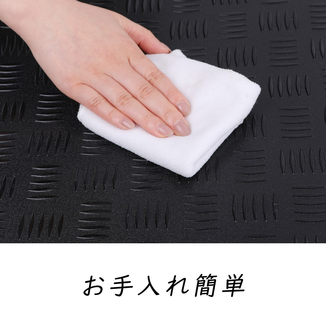 ISL チェッカープレートタイル PVC製縞鋼板 スチール/ブラック 45.7×45.7cm 3mm厚