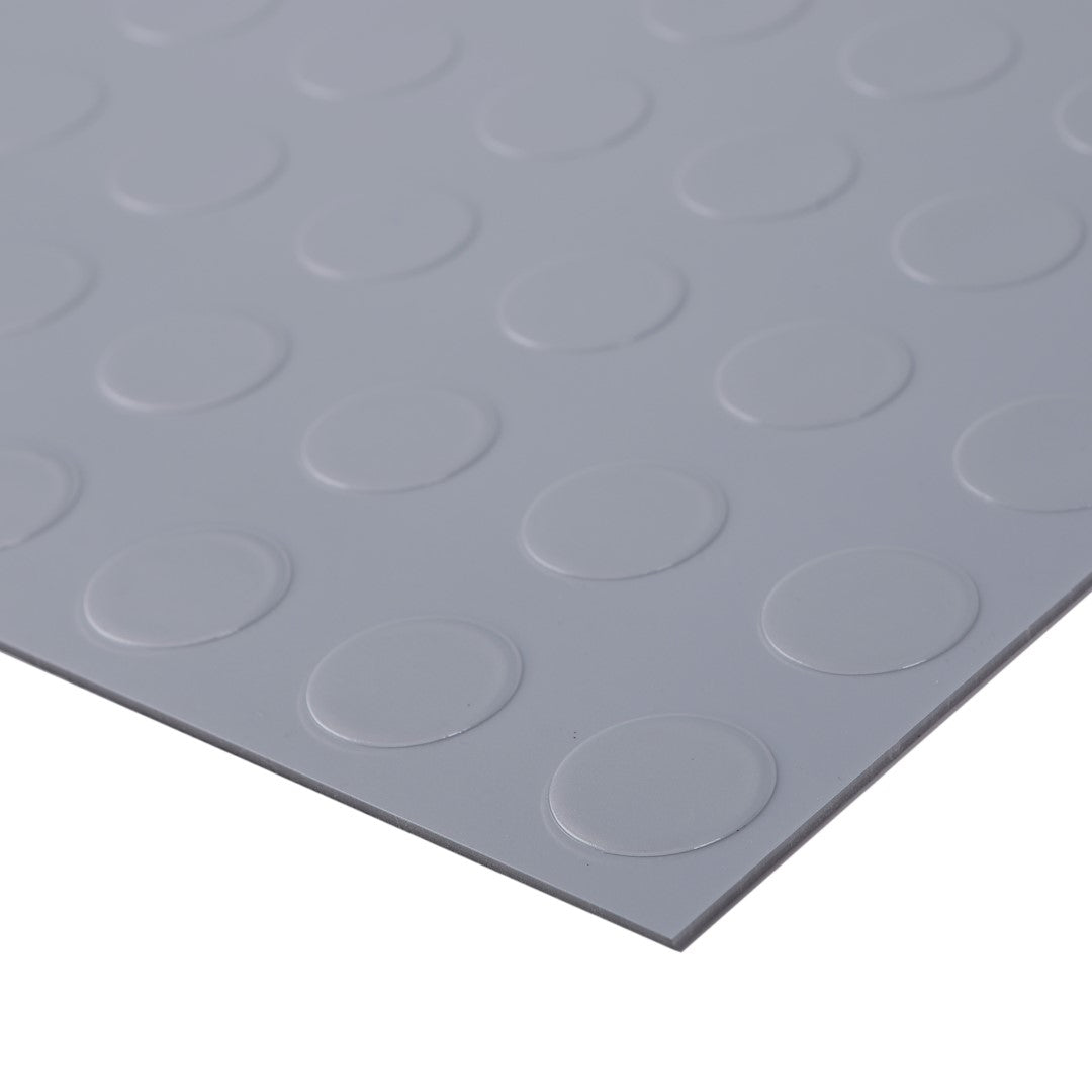 ISL チェッカープレートタイル PVC製縞鋼板 ドット/ライトグレー 45.7×45.7cm 3mm厚