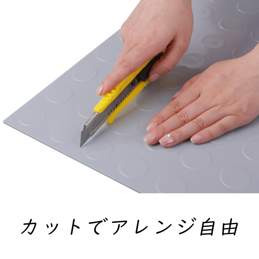 ISL チェッカープレートタイル PVC製縞鋼板 ドット/ライトグレー 45.7×45.7cm 3mm厚